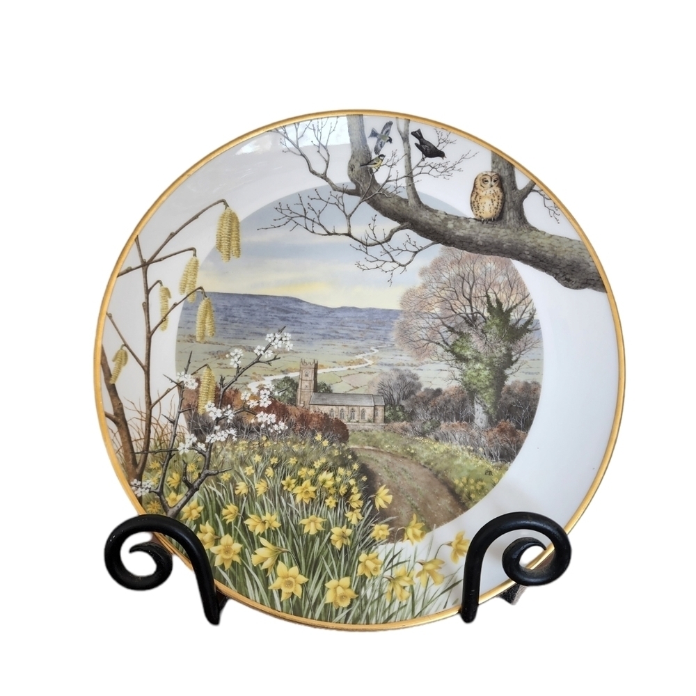 1979 A Country Lane Church In March Vintage Plate By Peter Banett